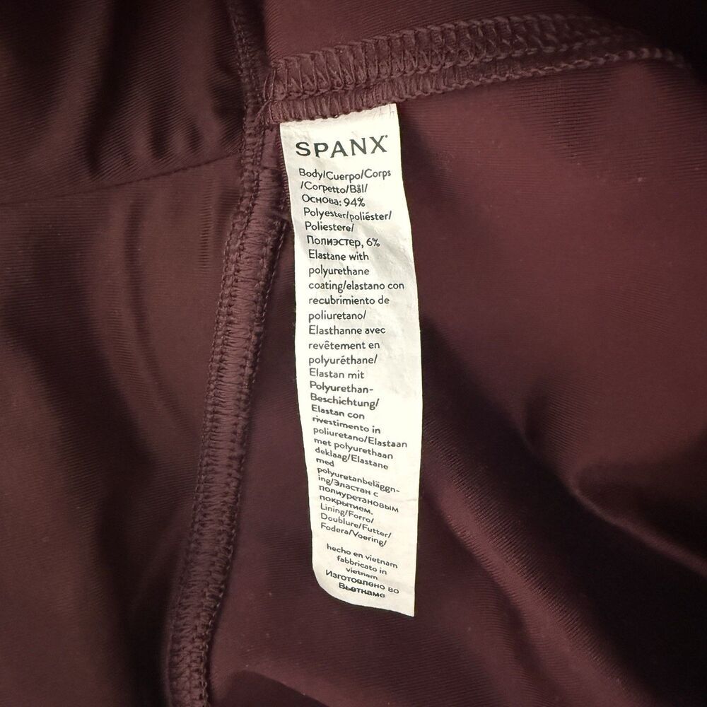 Spanx Faux Patent Leather Leggings Size S Burgundy High Rise Glam Night Out Luxe - Picture 4 of 8